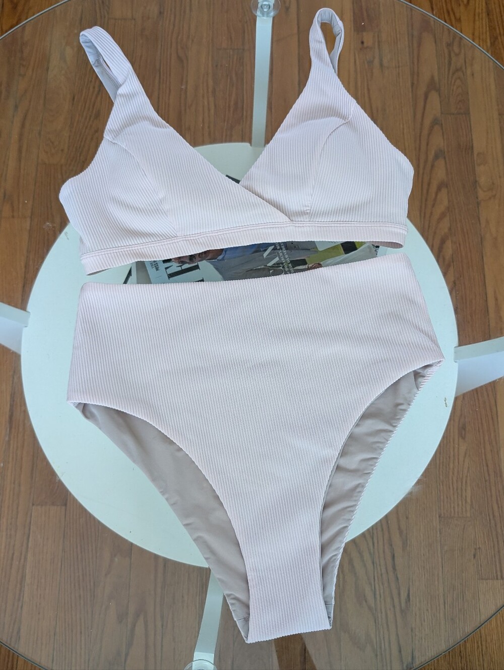 Lululemon Clear Waters Bikini Top & High Rise Bottom Set Landscape light pink